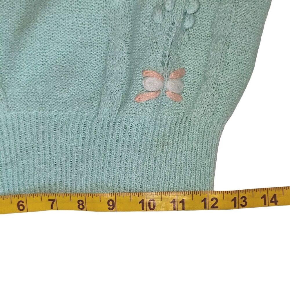 Vintage Pullover Mint Green Sweater Butterflies Size S Fantastik Cottagecore - Picture 6 of 11